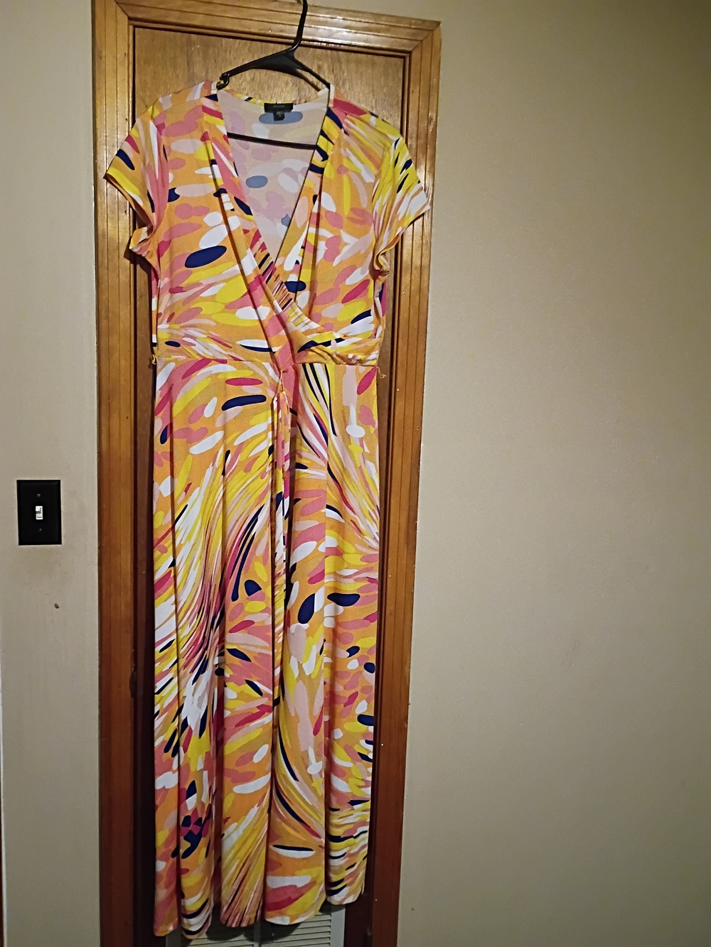 Cato Pink, Yellow & Blue Abstract Wrap Maxi Dress